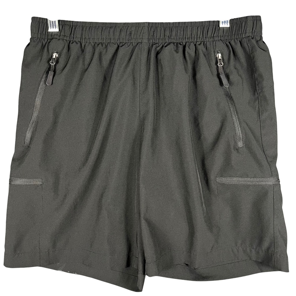 Santiny Athletic Shorts Men L Black Zipper Pockets Hiking Running Stretch